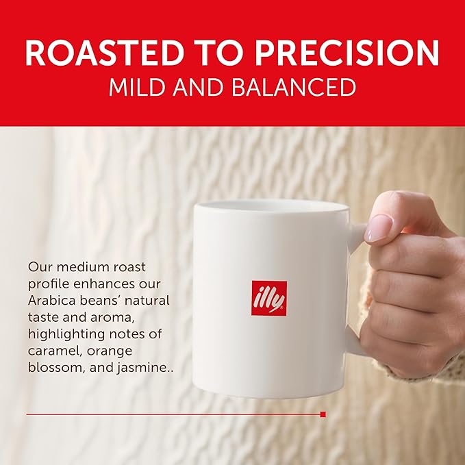 Illy Coffee K-Cups - Compatible Pods for Keurig Coffee Maker - Classico Medium Roast Coffee - Notes of Caramel, Orange Blossom & Jasmine - 10 Count (Pack of 6)