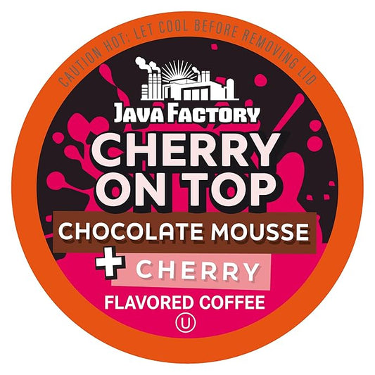 Java Factory Flavored Coffee Pods, Cherry On Top, Compatible with K Cup Brewers, 40 Count