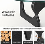 Load image into Gallery viewer, Noguchi Triangle Glass Coffee Table with Solid Wood Base, Vintage Clear Glass Top Modern Design for Living Room, Patio, Study, Black