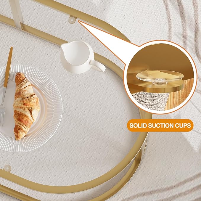 Coffee Table Gold Glass Coffee Tables for Living Room, Oval Table Center Table with Sturdy Metal Frame,Modern Tempered Glass Accent Tables for Bedroom Home Office