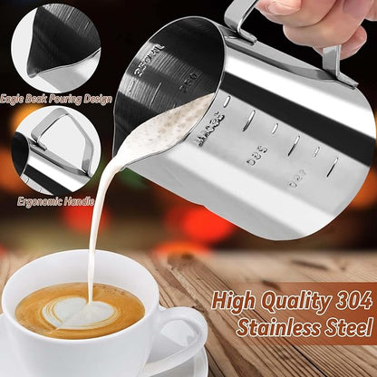 22 PCS Coffee Tamper Set, Espresso Accessories Barista Kit, with 51mm Espresso Tamper, WDT Tool, Frothing Pitcher(350 ml), Latte Art Pen, Coffee Stirrer, Tamper Mat, 16 Coffee Stencils