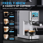 Load image into Gallery viewer, Espresso Machine 20 Bar with Milk Frother, Stainless Steel Coffee Maker with 42 oz Removable Water Tank for Cappuccino, Latte&amp;Cold Brew, Home&amp;Office, Silver