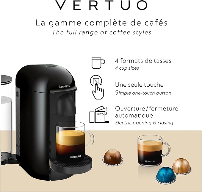 Nespresso Vertuo Plus Coffee and Espresso Maker by Breville, Ink Black