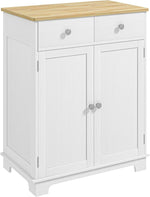 Load image into Gallery viewer, HOMCOM Sideboard with Solid Wood Countertop, Modern Kitchen Storage Cabinet, Coffee Bar Cabinet with 2 Drawers, Doors and Adjustable Shelf, Distressed White