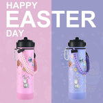 Load image into Gallery viewer, mininoo Water Bottle with Straw Lid, 24 oz Insulated Stainless Steel Double Wall Vacuum, Gifts, Cute Bunny &amp; Egg(Lavender)