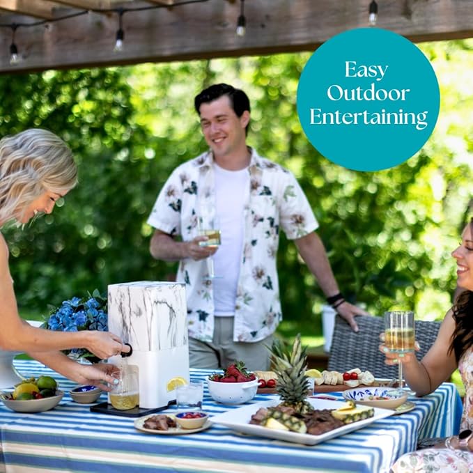 Bebly Box Drink Dispenser and Wine Dispenser | Marble Design | Insulated - No Sweating - No Watered Down Drinks - Simple - Stylish - Mess Free Beverage Dispenser | Includes Freezable, Reusable 3L Bag