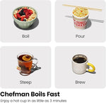 Load image into Gallery viewer, CHEFMAN Electric Kettle - 1.2L 1500W Hot Water Tea Pot with Infuser, BPA Free, Auto Shut Off, Boil-Dry Protection, Removable Lid, LED Light, Cordless Glass Electric Tea Kettle – Stainless Steel