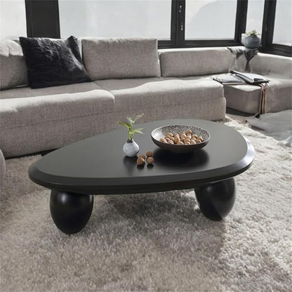 Cloud Coffee Table Modern Cute Coffee Tables Irregular Simple Tea/Center Table for Small Space End Table for Living Room, Home Office, Indoor (Black A Oval 39.4" Wx25.6 Dx11.8 H)