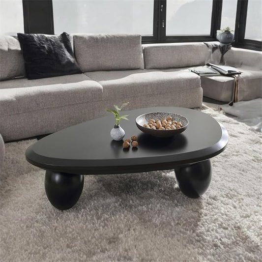 Cloud Coffee Table Modern Cute Coffee Tables Irregular Simple Tea/Center Table for Small Space End Table for Living Room, Home Office, Indoor (Black A Oval 39.4" Wx25.6 Dx11.8 H)