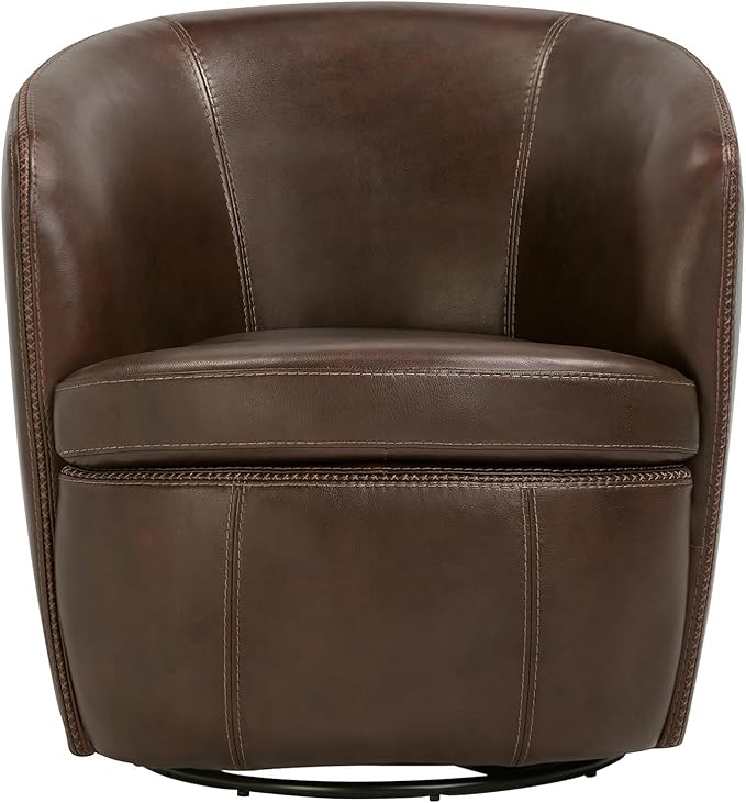Parker Living Barolo - Vintage Brown 100% Italian Leather Swivel Club Chair