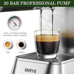 Load image into Gallery viewer, Espresso Machine 20 Bar - Stainless Steel Silver Coffee Maker for Home &amp; Office, Compact with Fast Heating, High-Pressure &amp; Removable Water Tank for Coffee Lovers