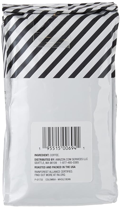 Amazon Fresh Colombia Whole Bean Coffee, Medium Roast, 12 Ounce