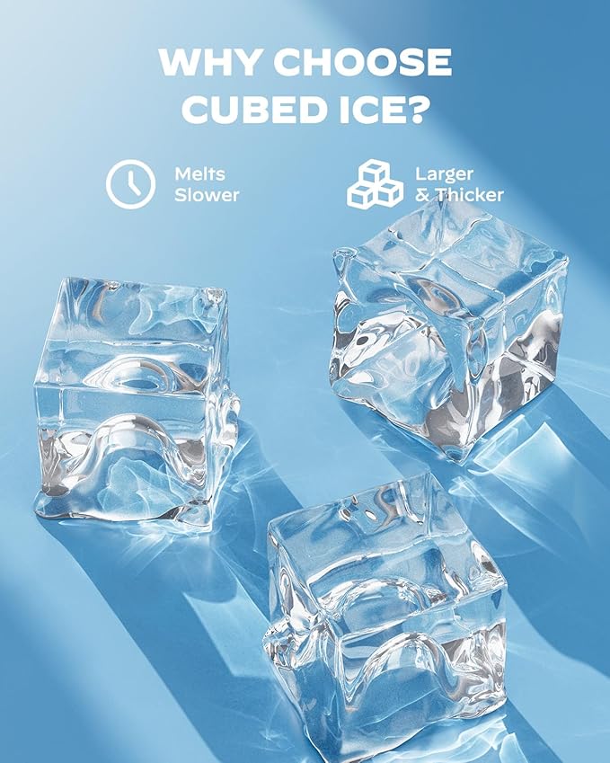 Silonn Ice Makers Countertop, 44lbs Per Day, 2 Ways to Add Water, Auto Self-Cleaning, Stainless Steel Ice Machine for Home Office Bar Party