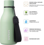 Load image into Gallery viewer, BJPKPK Insulated Water Bottles, 12oz Stainless Steel Metal Water Bottle with Strap, BPA Free Leak Proof Jugs, Mugs, Flasks, Reusable Thermal Flasks for Sports &amp; Travel, Macaron Green