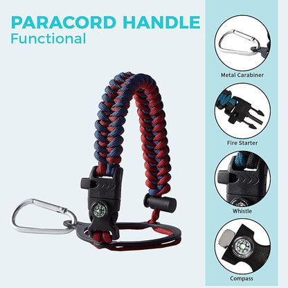 1 Gallon Water Bottle with Straw - 128oz Stainless Steel Water Jug with Sleeve Carrier Bag, Auto Spout Lid, Paracord Handle, Large Insulated Water Bottles Gallon Water Jug, Metal Hydro Thermo Flask