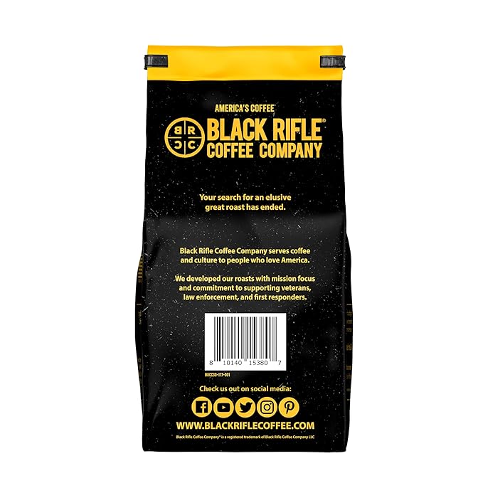 Black Rifle Coffee Company Tactisquatch, 18oz Bag, Ground Coffee Dark Roast - Roasted Blend Made from Arabica Beans - Colombian & Brazilian Beans - Veteran Founded & American Made