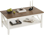Load image into Gallery viewer, ChooChoo Farmhouse Coffee Table, Wooden Coffee Tables with Thicker Legs, White Coffee Table with Storage for Living Room