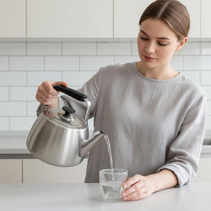 Tea Kettle, Whistling Stovetop Tea Kettle, Large Capacity Teapot Suits for All Heat Source, Professional Fast Heat Technique Teapot with Thick Body and Bottom, Durable and Sturdy Tea Pot