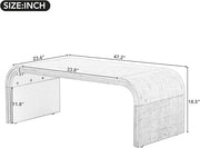 Bellemave Modern Coffee Table with Curved Art Deco Design Center Sofa Table Minimalist Cocktail Wooden Table for Living Room, Natural Wood Wash