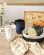 Load image into Gallery viewer, Hasense Coffee Mugs Set, 16 oz Ceramic Coffee Cups, Ribbed Tea Cup Set of 4, Dishwasher &amp; Microwave Safe, Wedding, Housewarming Gift, Navy Blue