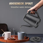 Load image into Gallery viewer, Gooseneck Electric Kettle 1.0L, 1000W Quick Heat-Up In 3 Min, 100% Stainless Steel Tea Kettle, Pour Over Coffee Kettles For Office/Travel/Kitchen, Auto Shut-Off Protection, Black Star Design, BPA-Free
