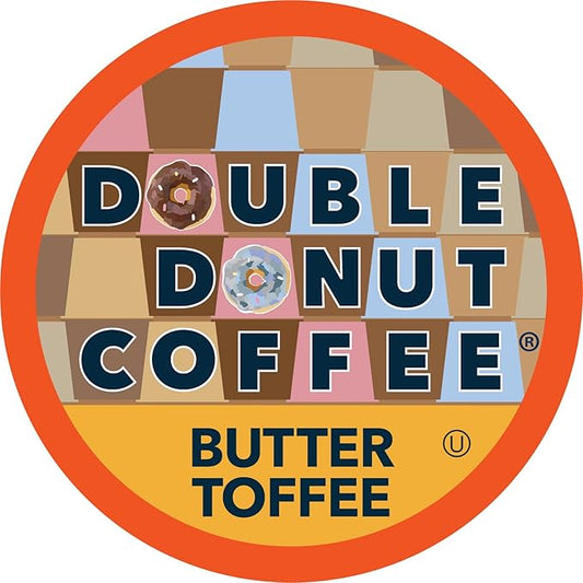 Double Donut Coffee Flavored Coffee Pods,Butter Toffee Coffee, Single Serve Medium Roast Coffee for Keurig K Cups Brewers, 48 Count