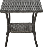 Load image into Gallery viewer, HUMMUH Outdoor End Table,Patio Wicker Small Side Table, PE Rattan Coffee Table with 2-Tier Storage Shelf for Bistro Set Conversation Sets Grey