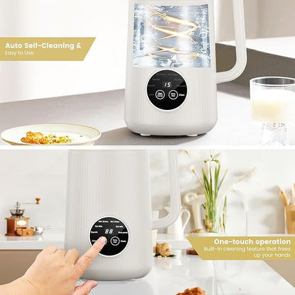 Nut Milk Maker Machine - 8 in 1 Soy Milk Maker Machine 40 Oz with Self-Cleaning, 24H Delay Start & 12H Keep Warm, Automatic Plant-Based Milk Blender for Almond, Oat, Coconut, Soybean (White)