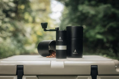 Nest Pour Over Coffee Kit + Java G25 Grinder Gift Set, Contains Two 10 Oz Mugs, Splash Proof Lid, Pour Over Coffee Dripper, Java G25 Grinder and Storage Connector, Black