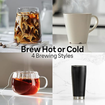 Braun MultiServe Plus 10-Cup Drip Coffee Maker - Hot & Cold Multi-Serve Brewer with Timer and Auto Start, Hot Water Dispenser, Over Ice Function, Stainless Steel & Pod-Free Design, KF9370SI