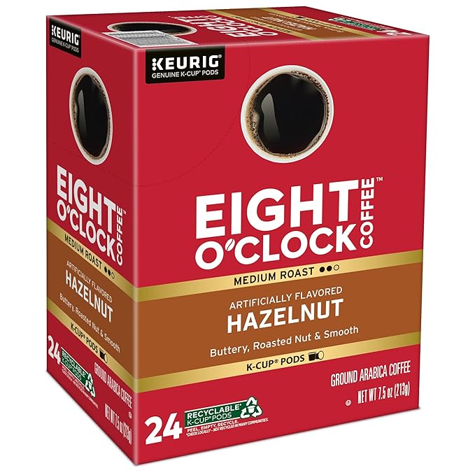 Eight O'Clock Coffee Hazelnut Keurig Single-Serve K-Cup Pods, Medium Roast Coffee, 96 Count