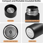 Load image into Gallery viewer, 5 oz Mini Water Bottle Cute Water Bottle - Insulated Stainless Steel Bottle - Keeps Cold for 12 hours, Hot for 6 hours - Black