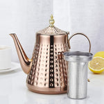 Load image into Gallery viewer, SANQIAHOME 1.6L(54oz) Stainless Steel Hammer Patterned Teapot With Removeable Infuser,Loose leaf cover,Copper