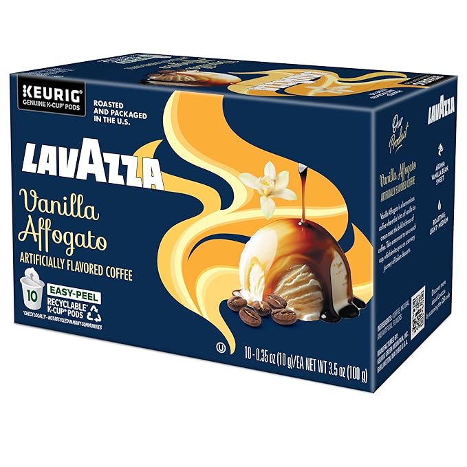 Lavazza Vanilla Affogato Coffee, Single Serve Keurig K-Cup Pods, Flavored Coffee, 60-Count Box (6 Packs of 10)