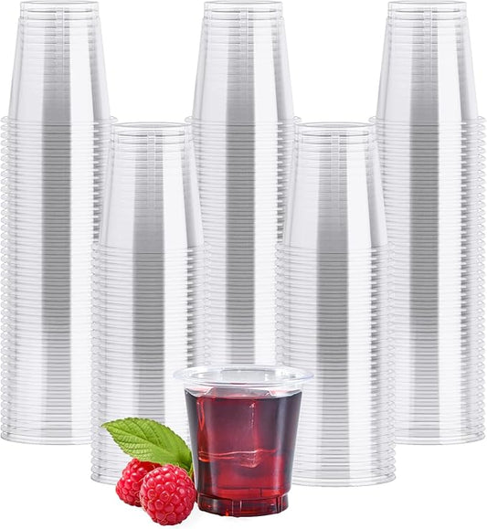 JOLLY CHEF 500 Pack 2 oz Plastic Shot Glasses, Clear Disposable Cups, Plastic Shot Cups Disposable for Jelly Shots, Wine Tasting, Food Samples,Thanksgiving Party, Wedding, Christmas