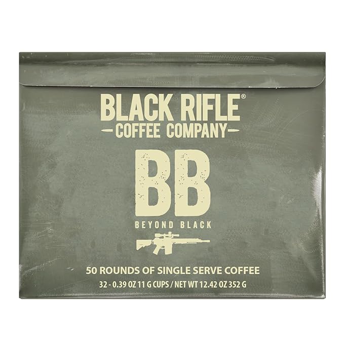 Black Rifle Coffee Company Beyond Black, 32 Count, Dark Roast K Cups - Single Serve K Cups Coffee Pods - Kcup Pods Compatible with Keurig 1.0 & 2.0 - Made from Arabica Beans