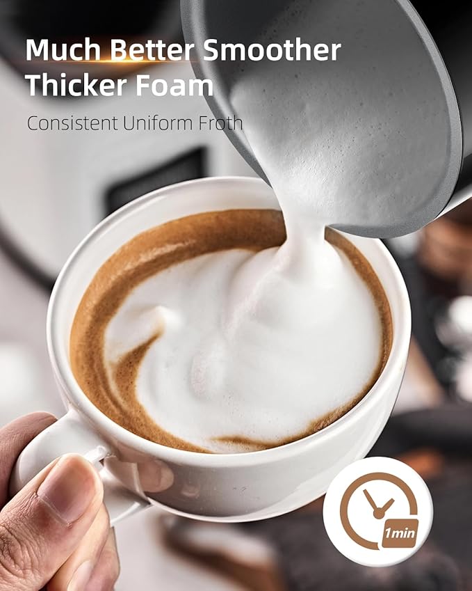 Facelle Milk Frother, 4-in-1 Electric Milk Steamer and Frother, 10oz/300ml Automatic Hot & Cold Foam Maker and Milk Warmer with Auto Shut-Off, for Latte, Cappuccino, Macchiato, Hot Chocolate - Black