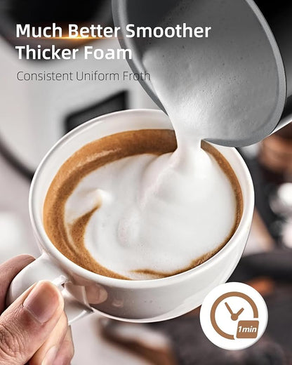 Facelle Milk Frother, 4-in-1 Electric Milk Steamer and Frother, 10oz/300ml Automatic Hot & Cold Foam Maker and Milk Warmer with Auto Shut-Off, for Latte, Cappuccino, Macchiato, Hot Chocolate - Black