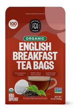 Load image into Gallery viewer, FGO Organic English Breakfast Black Tea, 100 Count, Eco-Conscious Tea Bags, Resealable Bag, Packaging May Vary (Pack of 1)