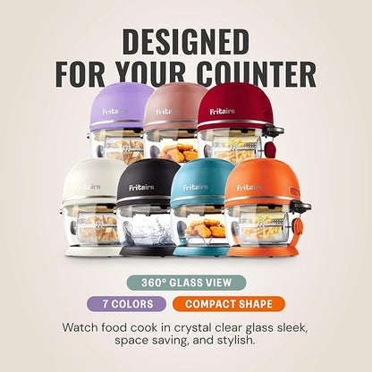 Non Toxic Air Fryer™ - Glass AirFryer 5 Quart w/ 360 Visibility, Self-Cleaning, 400F Vortex Air Fryer for Even Cooking, BPA-Free Teflon Free, 6-in-1 Functions, Rotisserie, Roast, Bake, Lavender
