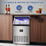 Load image into Gallery viewer, 160LBS/24H High Output - Commercial Ice Maker Machine - 55 Clear Ice Cubes/Round (11-20 Mins), 35LBS Storage, Stainless Steel Undercounter/Freestanding for Home/Bar/Outdoor
