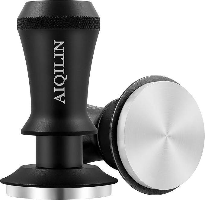 Espresso Tamper, Constant 30lb Coffee Tamper with double Calibrated Spring Loaded, Stainless Steel double spring loaded Coffee Tamper Fits for All Portafilters- Flat Base (58mm, BLACK)
