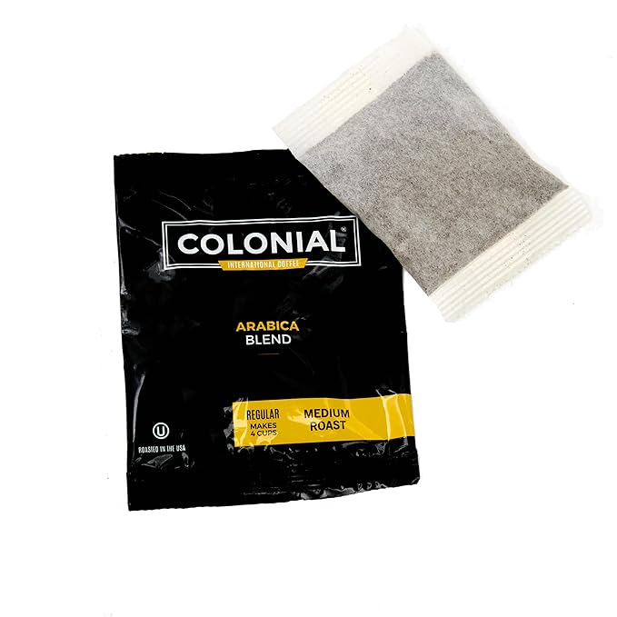 Colonial Coffee Roasters In-Room Hotel Ground Coffee Filter Portion Packs, Medium Roast, Signature Breakfast Blend, 0.50 Ounce (Pack of 150), Use with 4-Cup Drip Coffee Machine