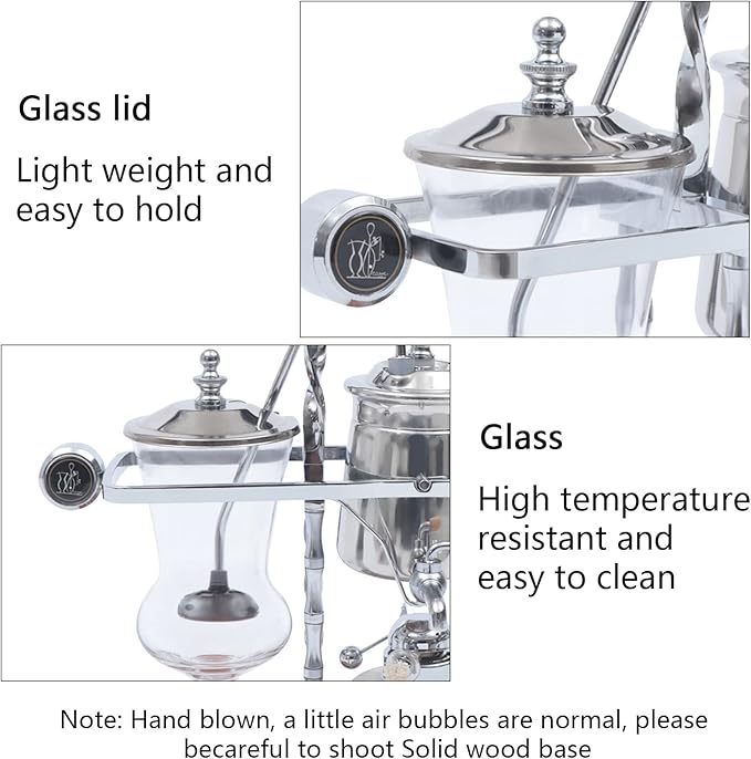 Family Balance Siphon Syphon Coffee Maker Siphon Brewer, Elegant Retro-Style Design Sliver (Sliver)