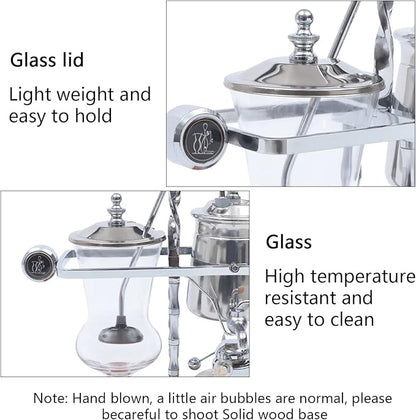 Family Balance Siphon Syphon Coffee Maker Siphon Brewer, Elegant Retro-Style Design Sliver (Sliver)