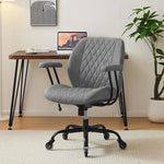 Load image into Gallery viewer, YFO Modern Ergonomic Office Desk Chair, Grey Leather with Lumbar Support, Adjustable Height, Swivel, Armrests, for Office, Gaming, Reading, Relaxing
