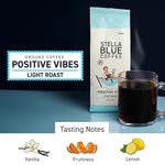 Load image into Gallery viewer, Stella Blue Ground Coffee, Positive Vibes Blend, Light Roast, Fresh Coffee Ground 100% Arabica, Smooth Balanced Roast with Distinct Flavor Notes, Ethically Sourced Coffee Beans, 12 oz Bag