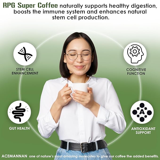 RPG Super Coffee Blend - 32 Sachets - Instant Coffee Packets Single Serve Packets Medium Dark Roast Flavor Instant Coffee Singles Individually Packaged Micro Ground