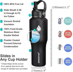 Load image into Gallery viewer, SENDESTAR Water Bottle 32oz,2 Lids(Straw lid),Wide Mouth Stainless Steel Vacuum Insulated Double Wall Keep Liquids Cold or Hot All Day,Sweat Proof Sport Design,Fit Car Cup Holder(Black)