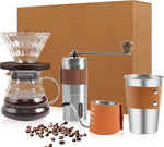 Load image into Gallery viewer, LHS Pour Over Coffee Maker Set - 4 Piece Kit Includes Gooseneck Kettle, Removable Coffee Mill Grinder, 500ML Cup &amp; Coffee Dripper Brewer with Lid, Perfect for Home Brewing and Travel